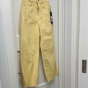Veronica Beard Taylor Wide Leg Yellow Jeans